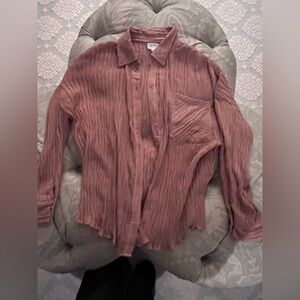 Textured brown Button-Up blouse by designer Le lis